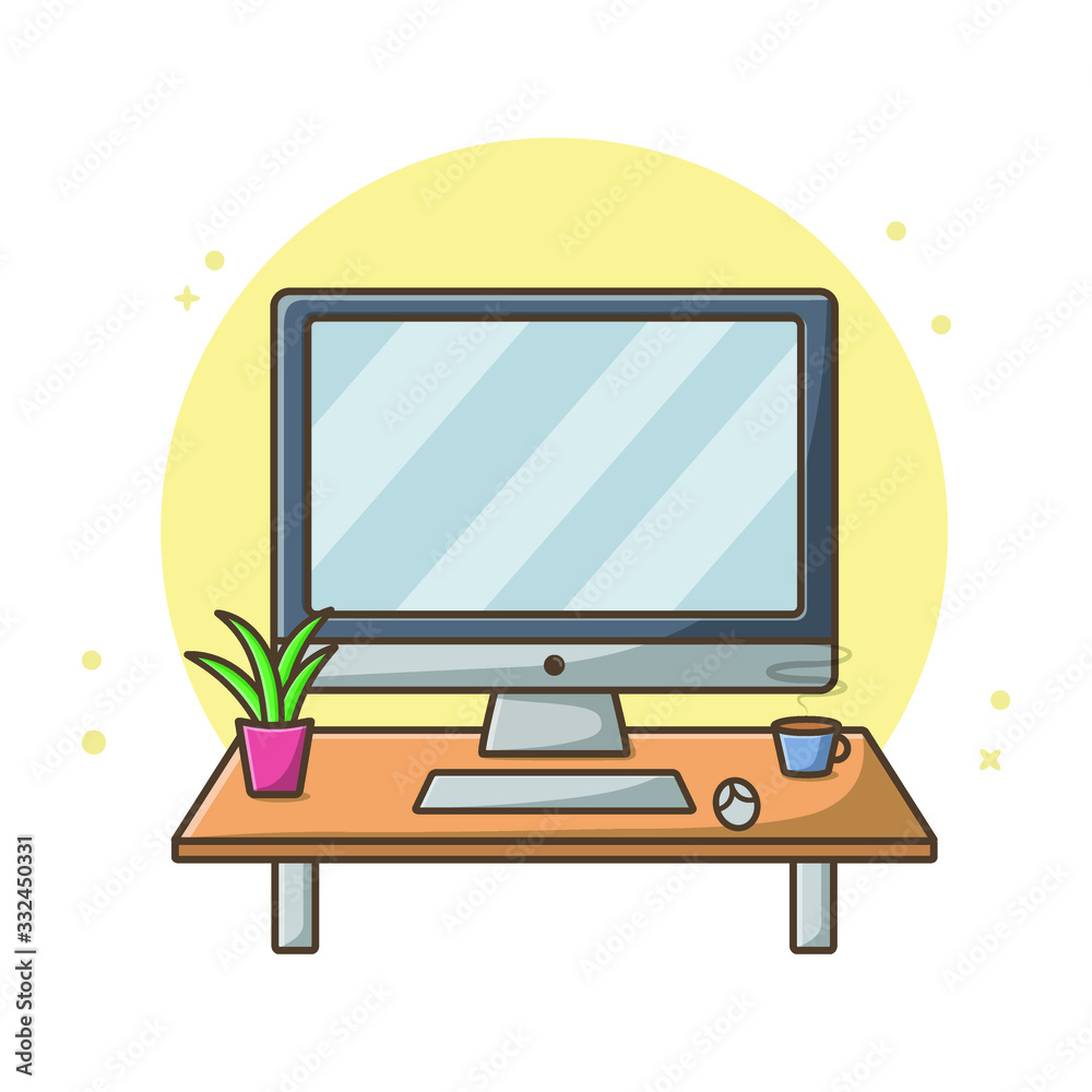 Workbench Computer and Table Vector Design Workbench Computer and Table Vector Design
