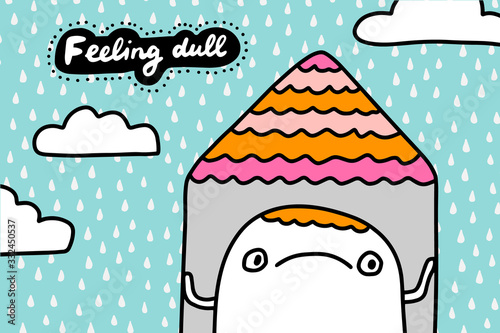 Feeling dull hand drawn vector illustration in cartoon comic stlye man sitting home in isolation quarantine