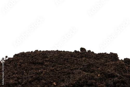 A handful of earth isolated on white background.