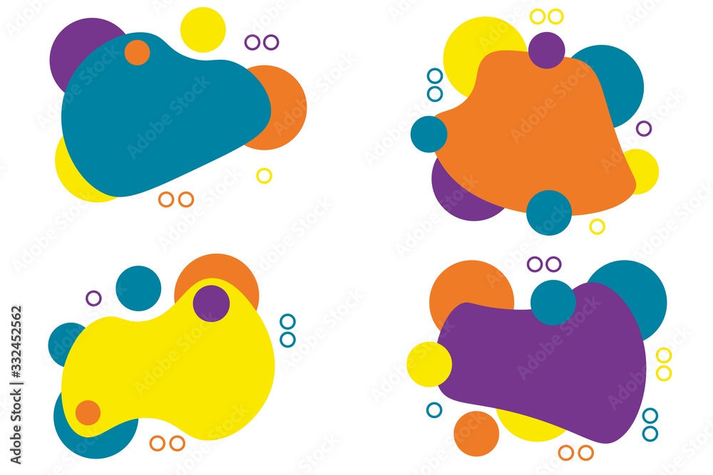 Set of abstract vector banners. Abstract set of blur free form shapes. Flat geometric shapes of different colors. Set of abstract vector banners. Abstract set of blur free form shapes. Flat geometric shapes of different colors.