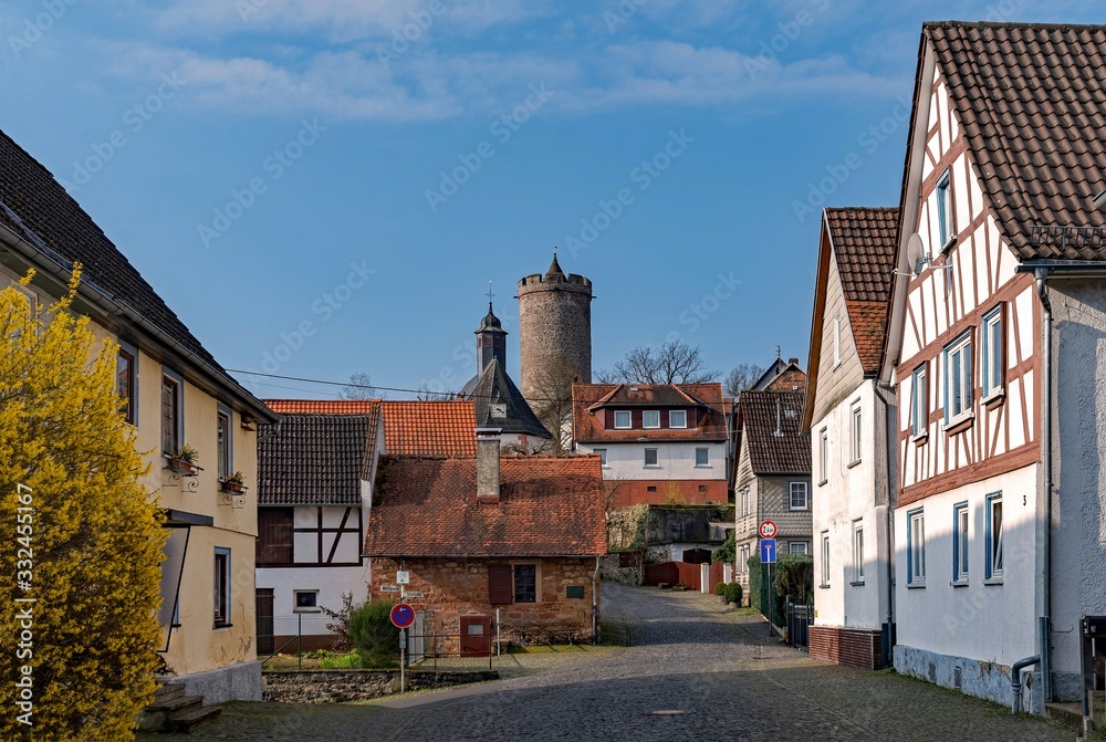 In den Straßen der Altstadt von Lißberg, Gemeinde Ortenberg in der Wetterau, Hessen, Deutschland 