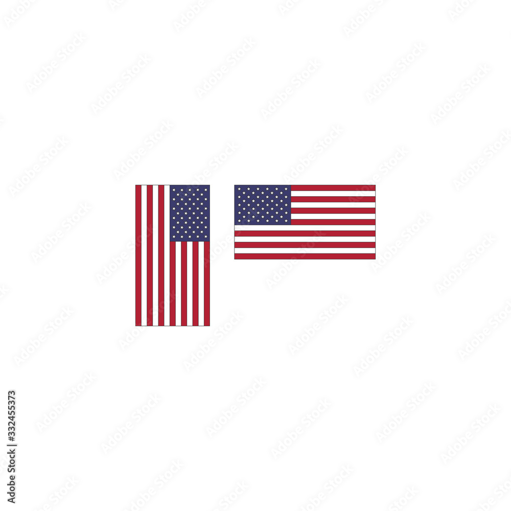 Flag of the United States of America in vertical and horizontal position, Stock Vector illustration isolated on white background. Flag of the United States of America in vertical and horizontal position, Stock Vector illustration isolated on white background.