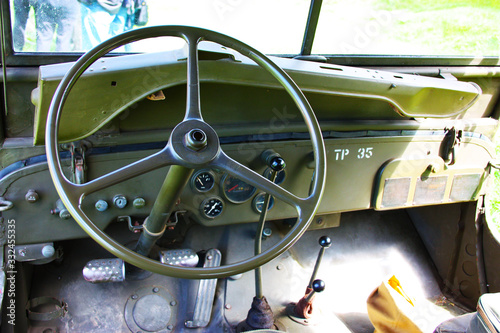 interior of a WWII American military jeep