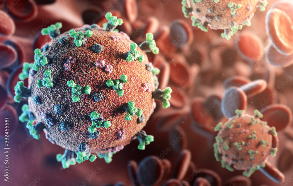 Coronavirus SARS-CoV-2 novel coronavirus concept resposible for asian flu outbreak and coronaviruses influenza as dangerous flu strain cases as a pandemic. Microscope virus close up. Coronavirus SARS-CoV-2 novel coronavirus concept resposible for asian flu outbreak and coronaviruses influenza as dangerous flu strain cases as a pandemic. Microscope virus close up.