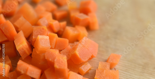 boiled carrots cut into cubes