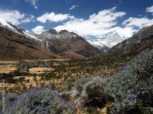 Trekking in the Cordillera Blanca. Ancash region. Peru.