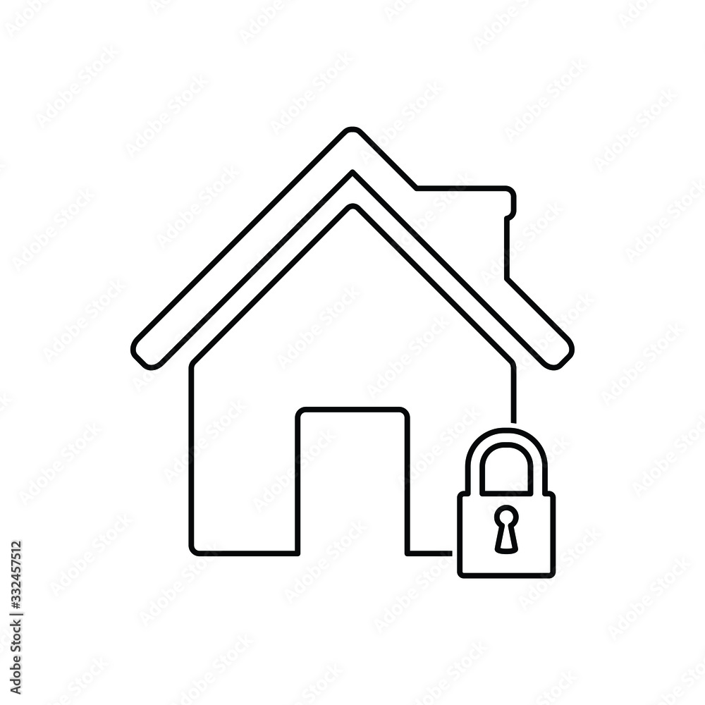 lockdown icon home icon with lock symbol quarantine stay home sign lockdown icon home icon with lock symbol quarantine stay home sign