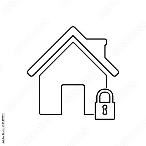 lockdown icon home icon with lock symbol quarantine stay home sign