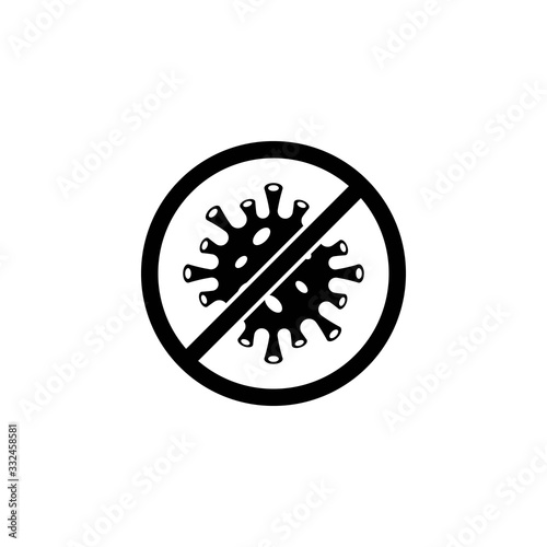 Black stop icon virus, Bacteria, Germs and Microbe isolated on white background. Vector Icon Illustration