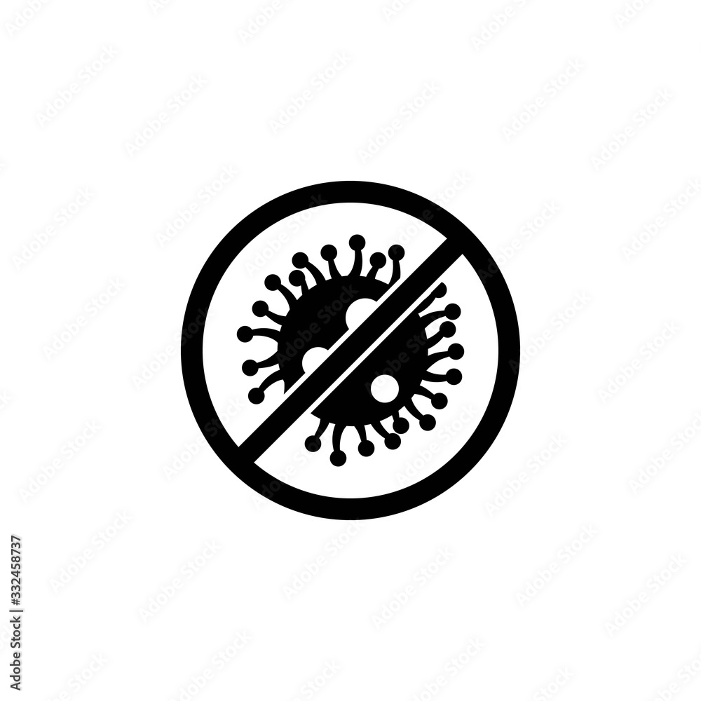 Black stop icon virus, Bacteria, Germs and Microbe isolated on white background. Vector Icon Illustration Black stop icon virus, Bacteria, Germs and Microbe isolated on white background. Vector Icon Illustration