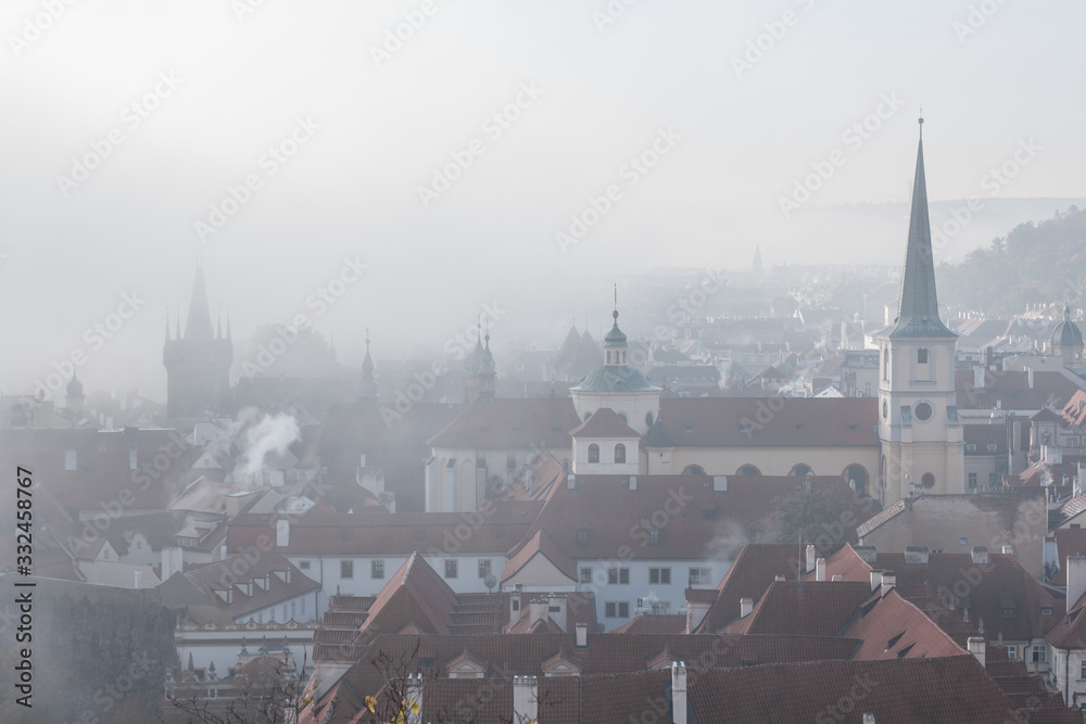 Naklejka premium View of the roofs of the city. Prague