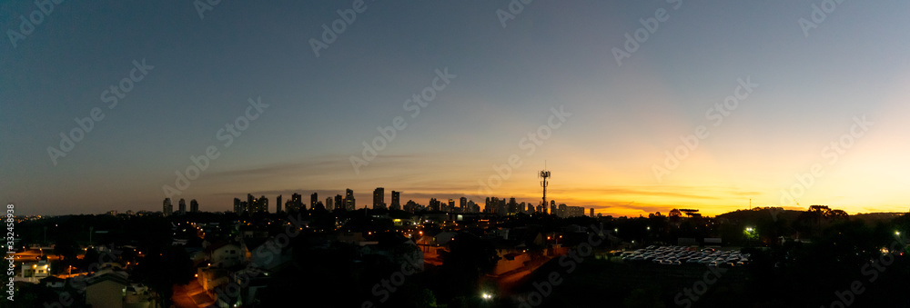 sunset city silhouette panorama