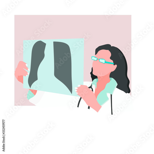 doctor pulmonologist watching an x-ray, / pneumonia, disease, healthcare, coronavirus
