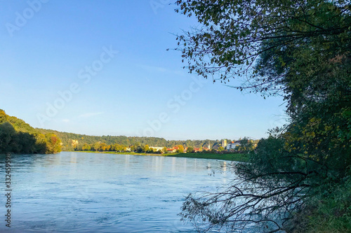 View from aside the trees over the Inn river