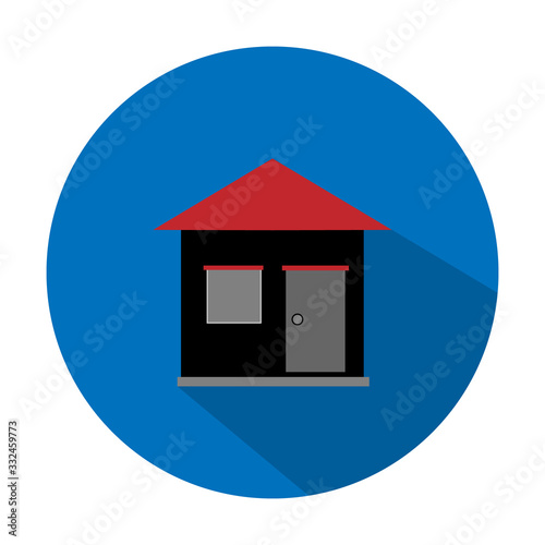 house in a flat design on a blue background