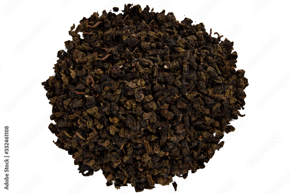 Oolong tea on white background. Top view. Close up. High resolution Oolong tea on white background. Top view. Close up. High resolution