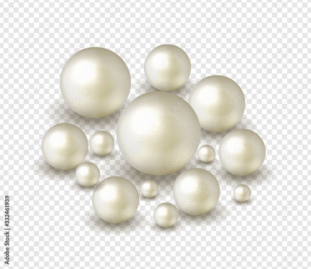 Pack nature ,sea pearl background with small and big white pearls . Vector illustration Pack nature ,sea pearl background with small and big white pearls . Vector illustration