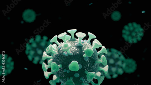 coronavirus  Covid-19  Sars-CoV-2  - microscopic view of all major elements of the virus 