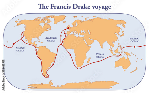 The route of the Francis Drake expedition
