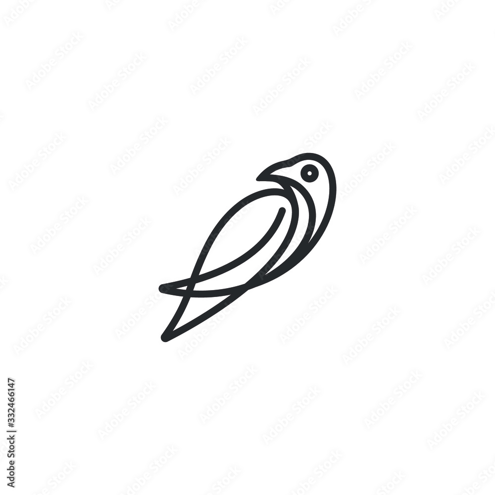 bird leaf logo vector icon template download line art outline bird leaf ...