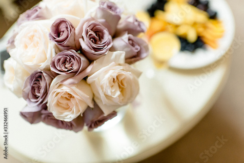 Wedding Bridal Bouquet Purple and white roses