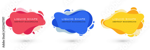 Set of abstract liquid shape graphic elements. Colorful gradient fluid design. Template for presentation, logo, banner. Vector illustration.