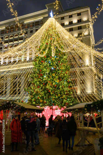 Photography Christmas tree on the Manege Square, Moscow, Russian Federation, January 10, 202