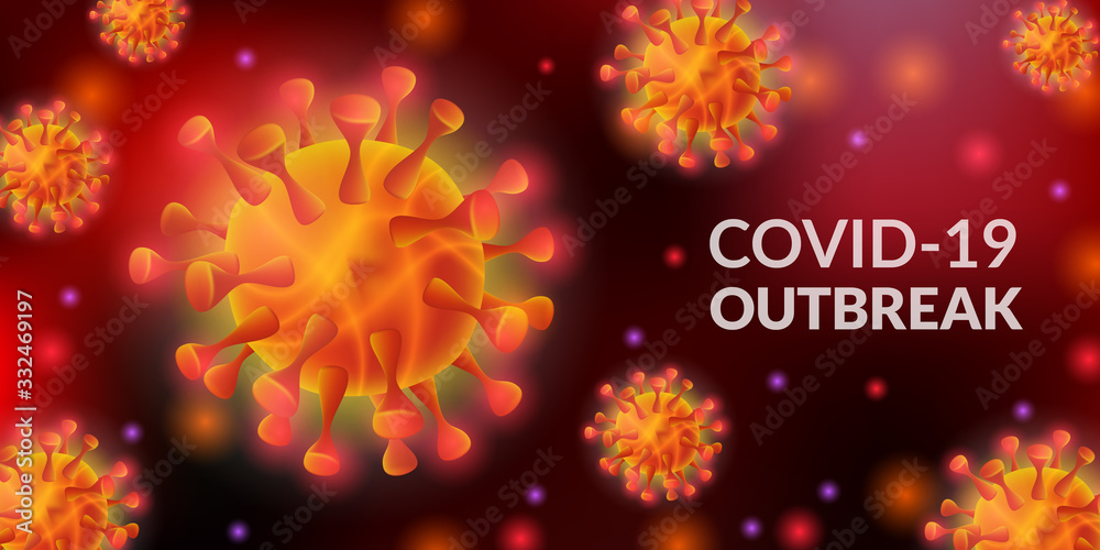 Novel Coronavirus N-CoV-2019. Global pandemic disease warning. Outbreak influenza virus.3D microscope realistic Novel Coronavirus N-CoV-2019. Global pandemic disease warning. Outbreak influenza virus.3D microscope realistic