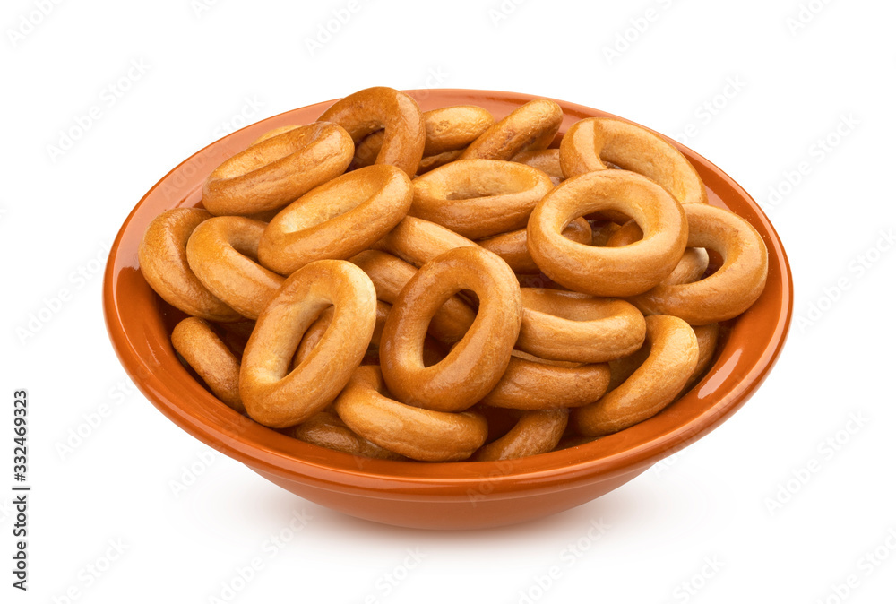 Russian bagels isolated on white background with clipping path