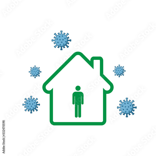 Coronavirus quarantine concept. Stay home and keeping social distance. Illustration of staying at home and maintaining social distance