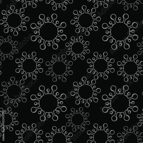 Corona virus pattern on a black background. Vector