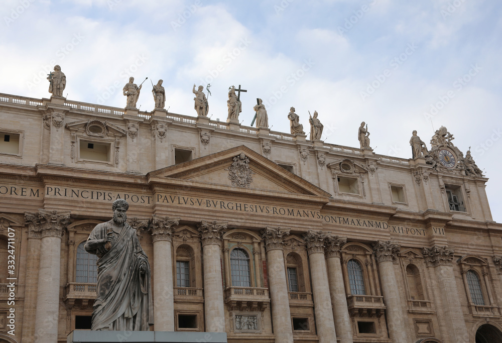 Basilica of Saint Peter with the statue of the saint in the Vati