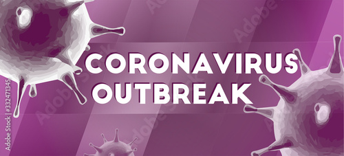 Coronavirus outbreak message. 3d Virus cells vector background. ncov-19 covid-19 epidemic