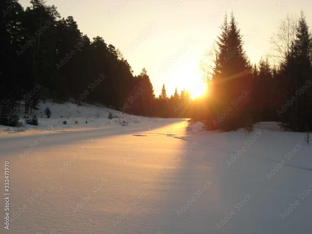 sunset in the mountains