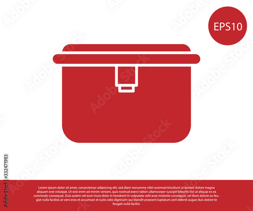 Red Lunch box icon isolated on white background. Vector Illustration