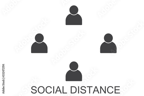 Social distancing icon - Quarantine measures sign - Coronavirus pandemic 2019-ncov prevention icon- Virus spread prevention - avoiding social contacts with people -social isolation