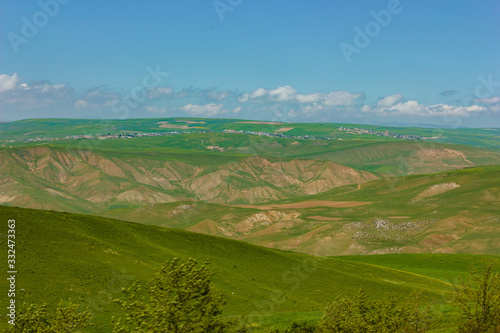 landscape with mountains and blue sky