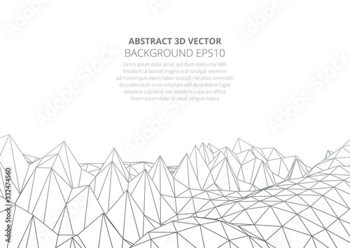 Abstract background in the style of low poly design. 3D landscape in virtual reality.