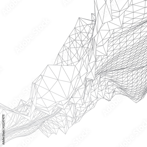 Abstract background in the style of low poly design. 3D landscape in virtual reality.