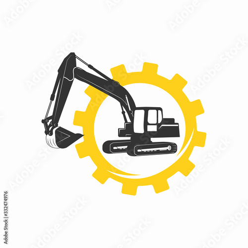 Excavator logo designs template vector
