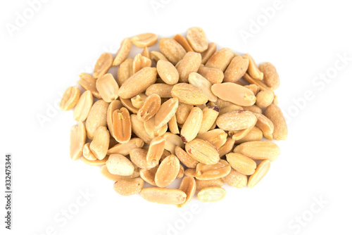 Fresh tasty peanuts isolated on the white background