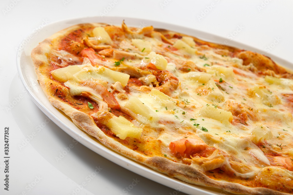 Flatlay of Italian pizza on wooden background. Rustic homemade pizzas with salami, bacon, cheese, eggs and raw vegetables on shabby wooden background. Healthy vegetarian fungi pizza Flatlay of Italian pizza on wooden background. Rustic homemade pizzas with salami, bacon, cheese, eggs and raw vegetables on shabby wooden background. Healthy vegetarian fungi pizza