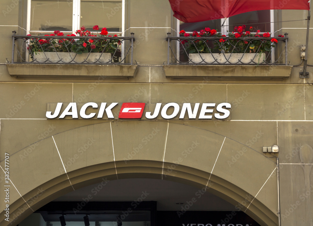 Bern, Switzerland, July 2, 2019 - Jack Jones fashion store in Bern. Jack  Jones is part of Bestseller, Danish clothing company which also owns the  brands Vero Moda, Mamalicious and Junarose. Photos | Adobe Stock