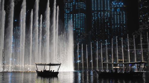 Photography The dancing fountain in Dubai. United Arab Emirates.