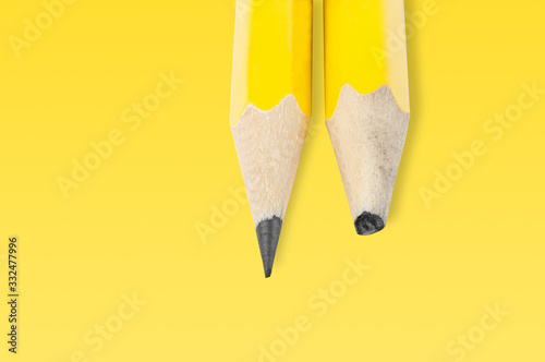 Sharp and blunt yellow pencil