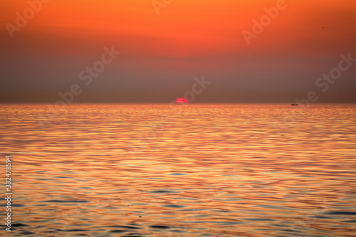 Golden sunrise at sea. Seascape. Black Sea