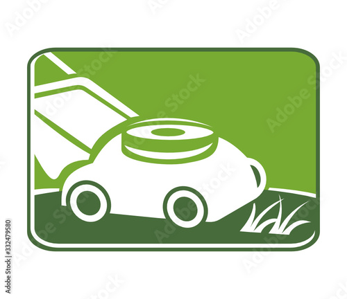 logo jardinier et tondeuse à gazon