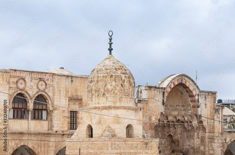 The Al Othmania Dome on the Temple Mount in the Old Town of Jerusalem in Israel