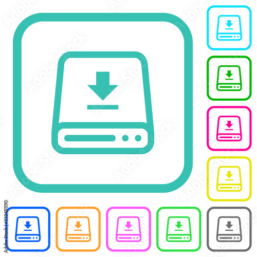 Download to hard drive vivid colored flat icons