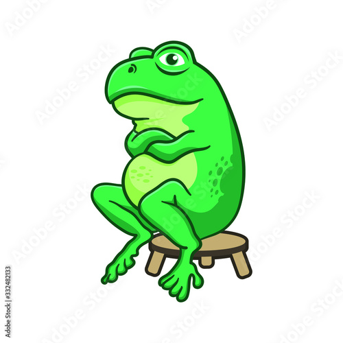 Cute frog cartoon isolated on white background. Frog mascot logo illutration
